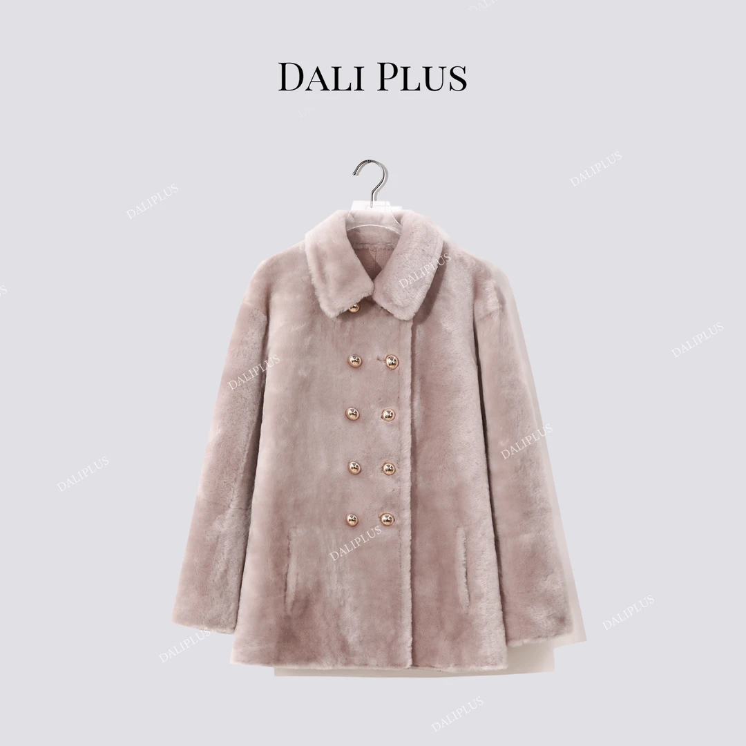 DALI PLUS“限定色冰莓粉皮草”进口羊皮毛一体 外套-D5SZ8212