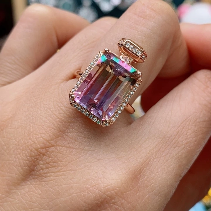 银S925镶嵌戒指水晶天然水晶戒指