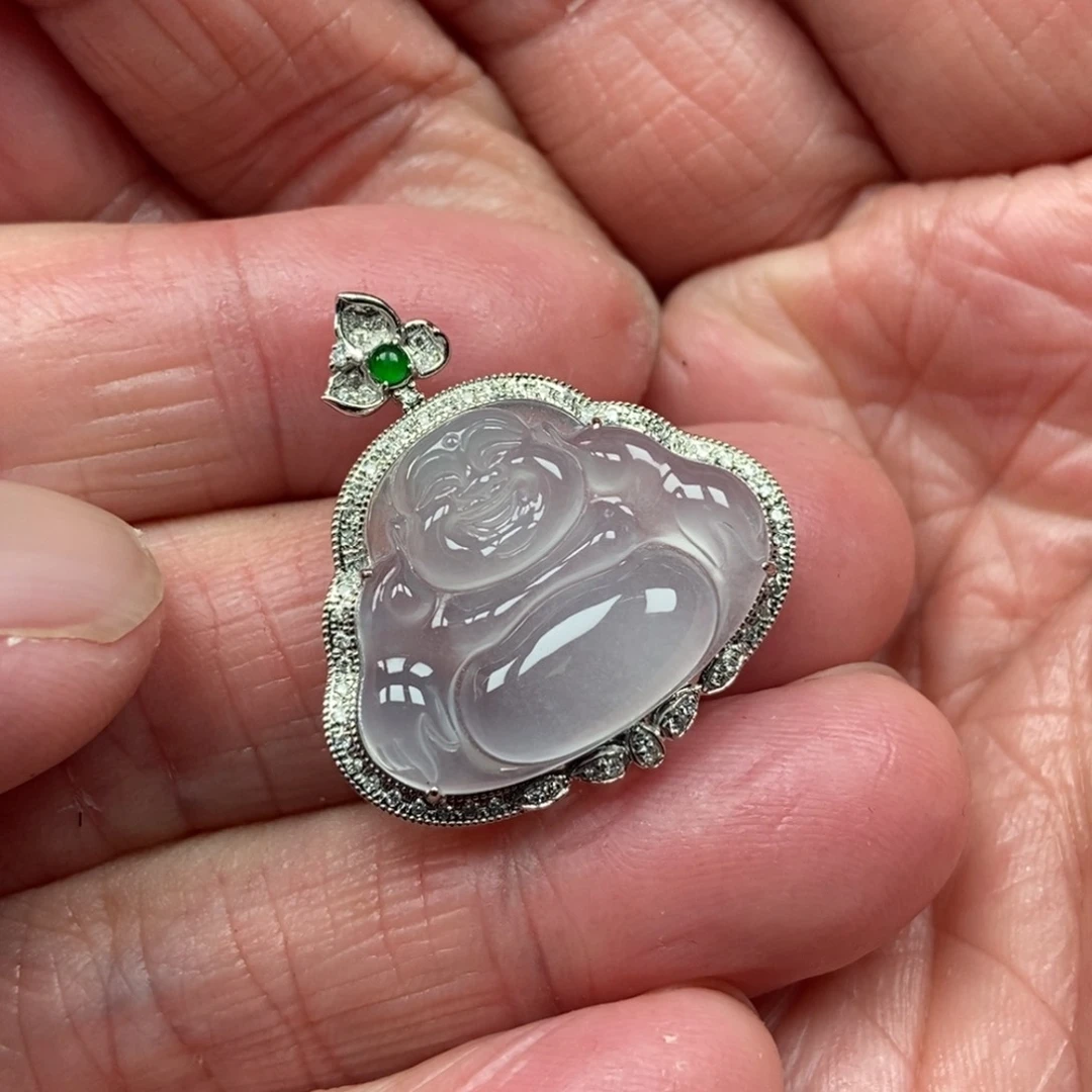 翡翠颈饰18K金镶嵌佛公