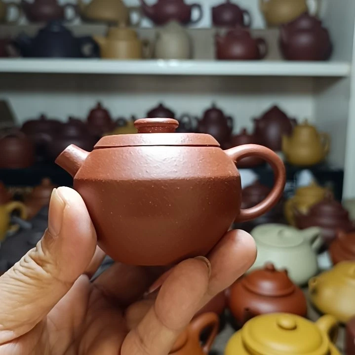 紫砂茶壶原矿红降坡粗砂巨轮150cc半手工