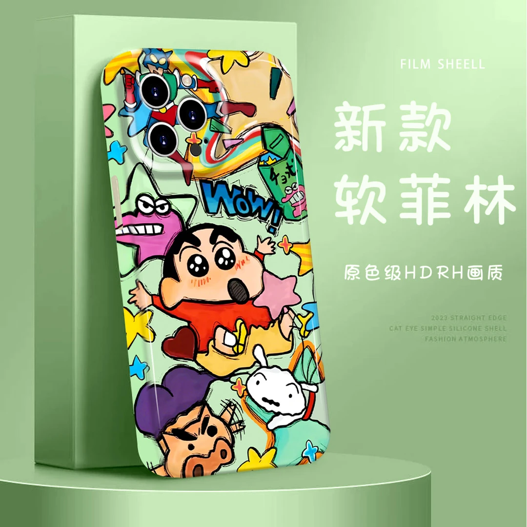 蜡笔小新镜面支架适用于苹果16手机壳vivo华为oppo小米15软菲林