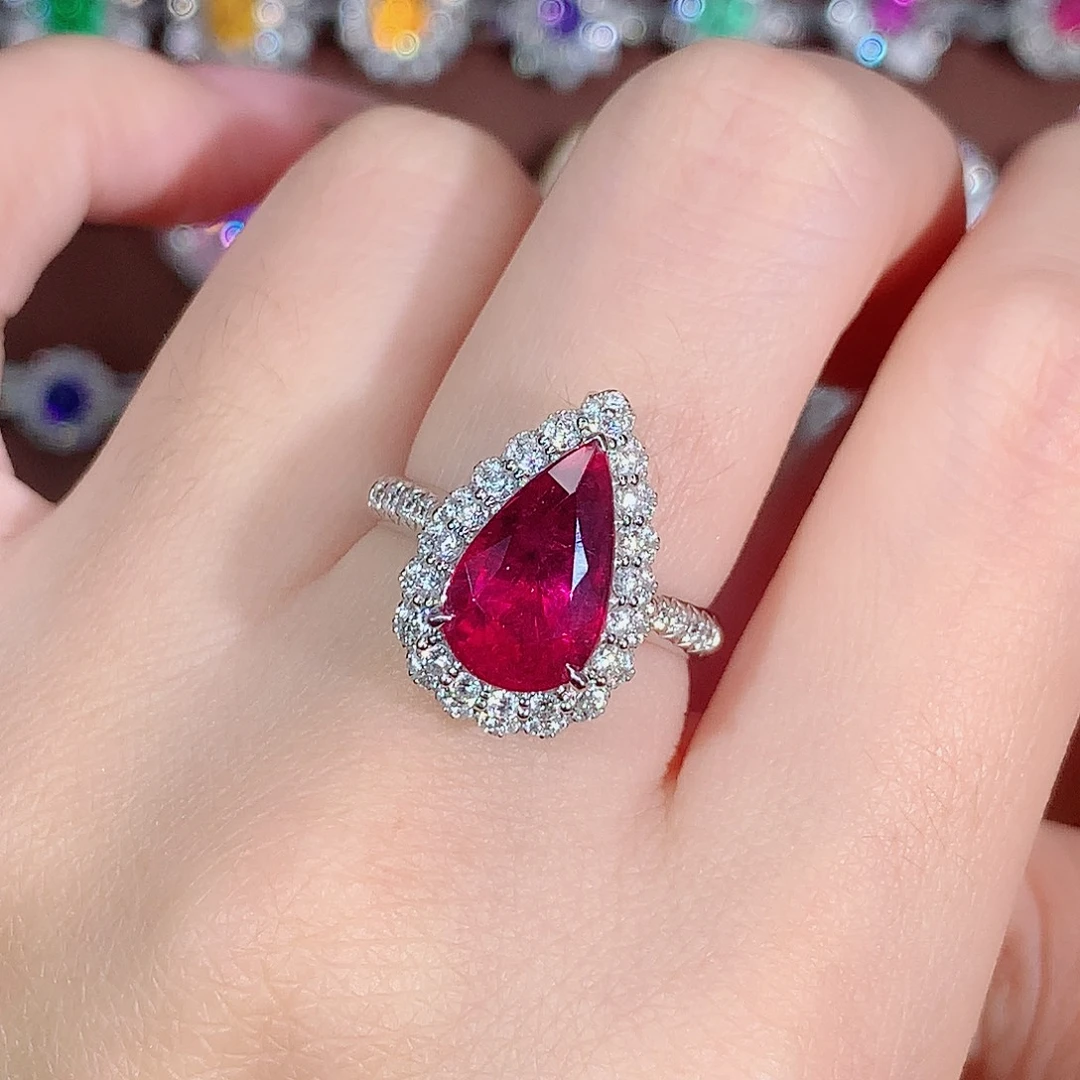 18K金镶嵌戒指碧玺3.73ct/天然宝石/七天无理由