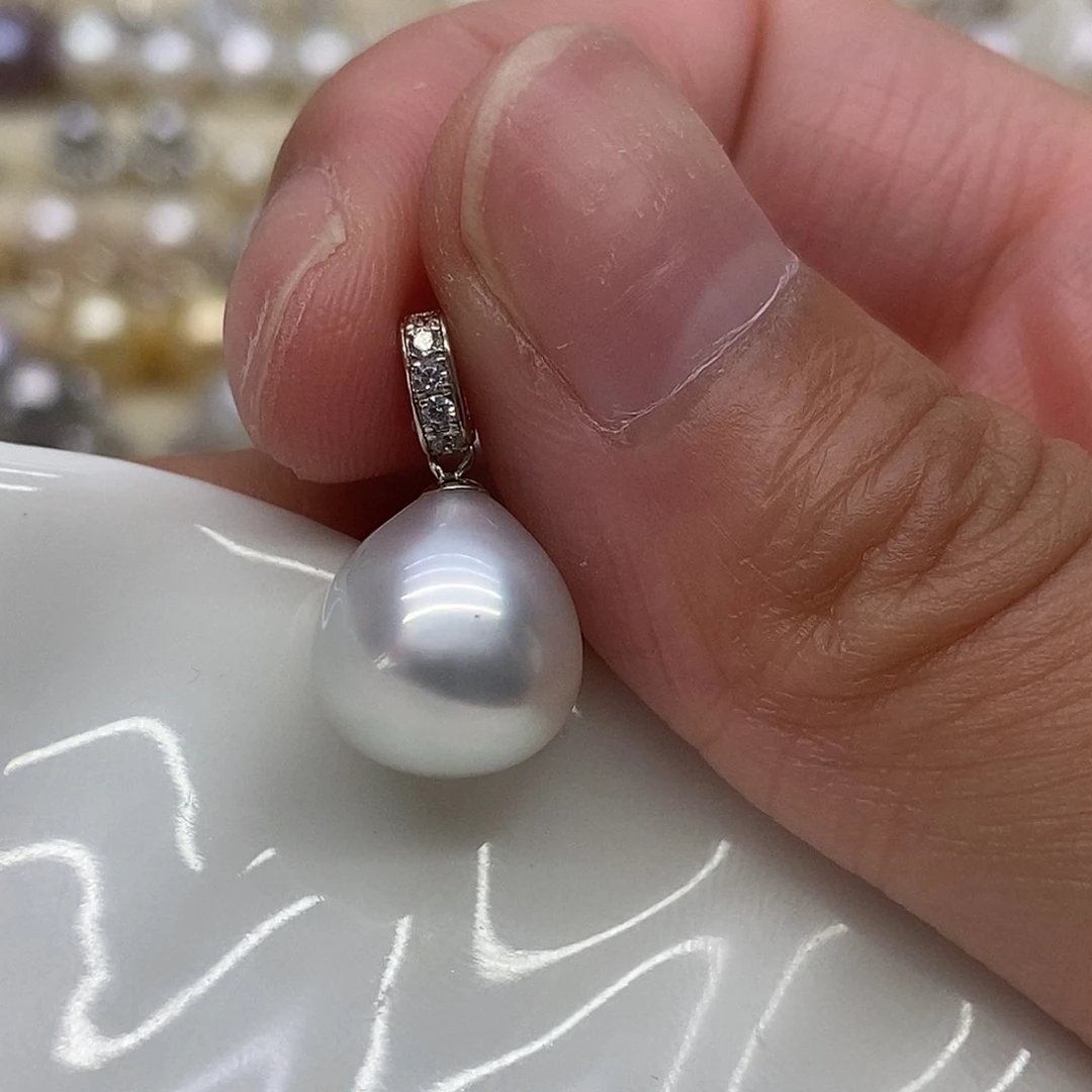 海水珍珠18K金镶嵌吊坠(不含链)