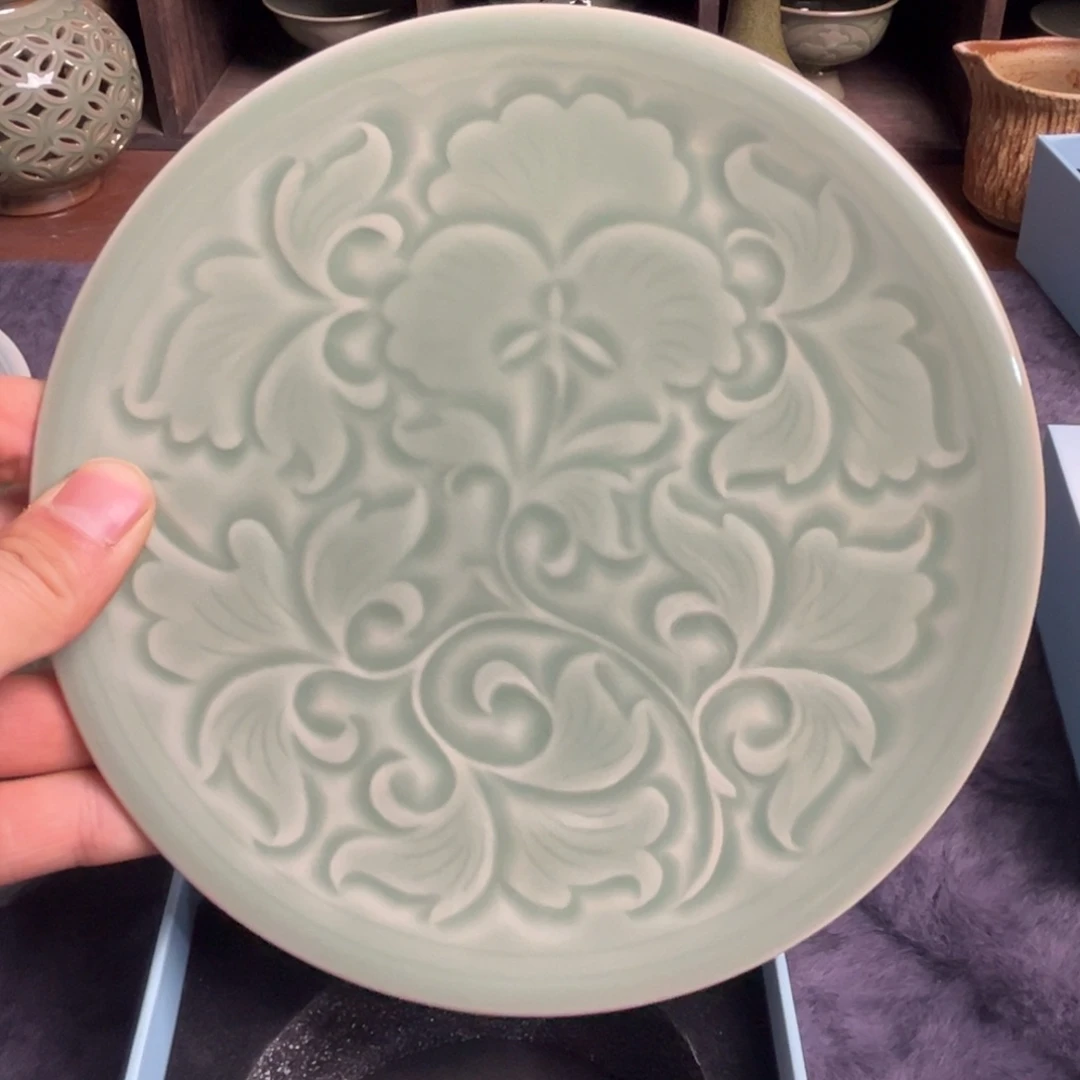 瓷微瑕牡丹平盘特价