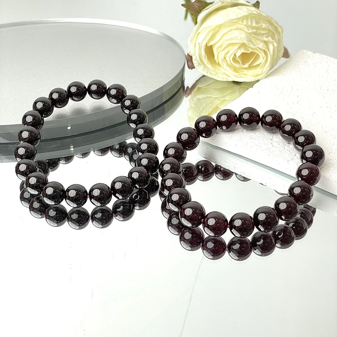 【休养生息】石榴石9-10mm素圈手串面小仙多样性发其一Z