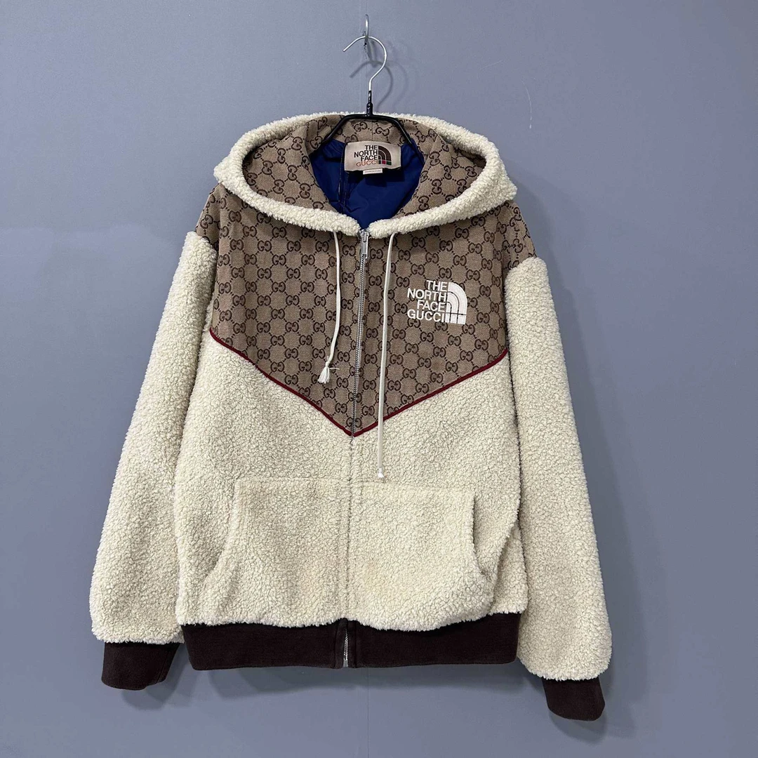 99新 GUCCI/古驰 99新/联名款羊羔满印连帽夹克/XS码/28874