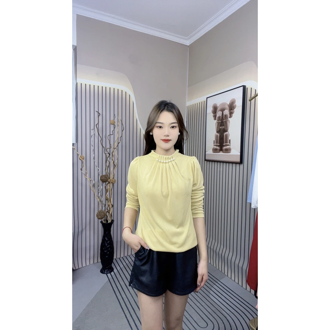 2025春季新款半高领钉珠时尚大码上衣显瘦打底衫