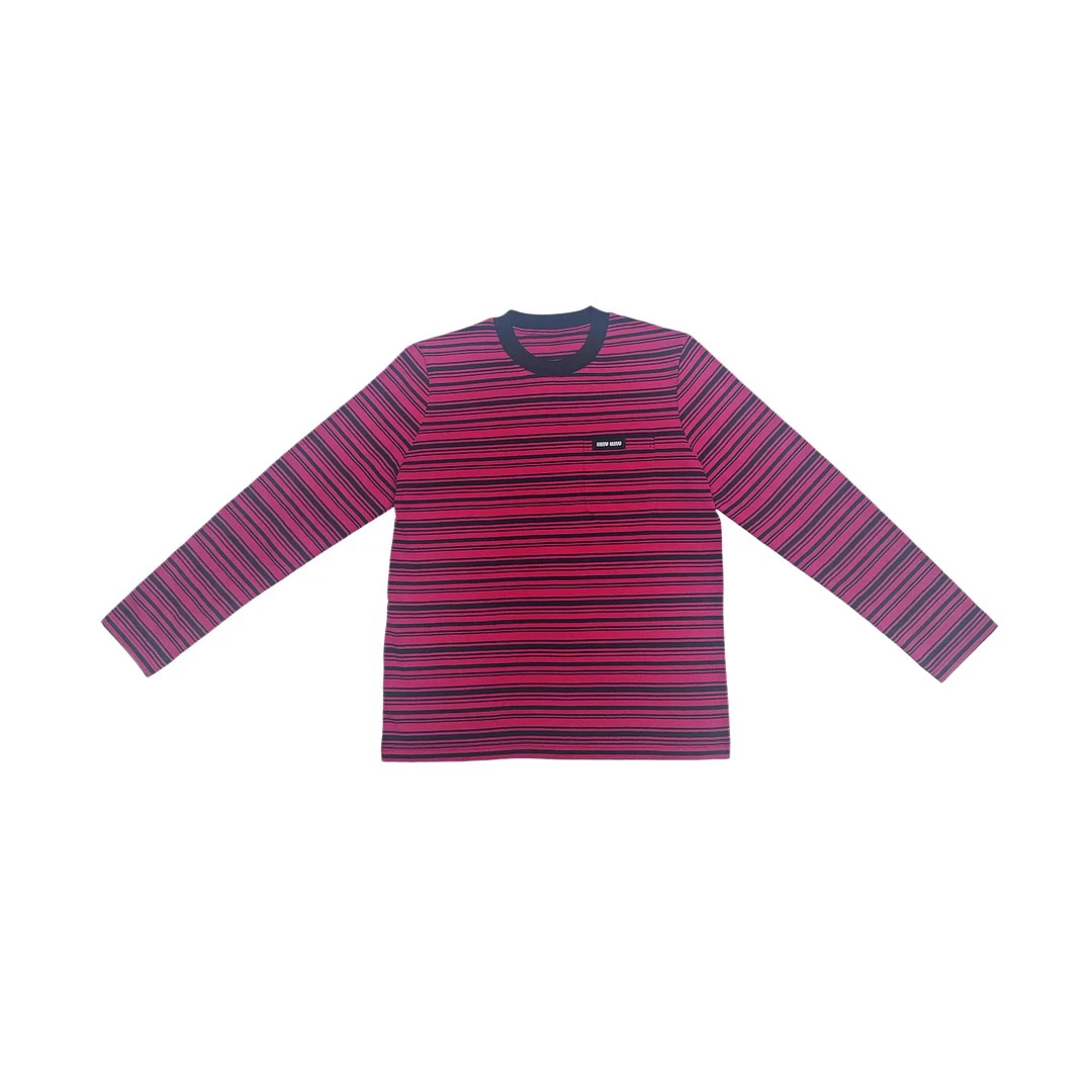 禾一HeYi【曼城旧事】新款条纹长袖打底T恤贴袋百搭TX299