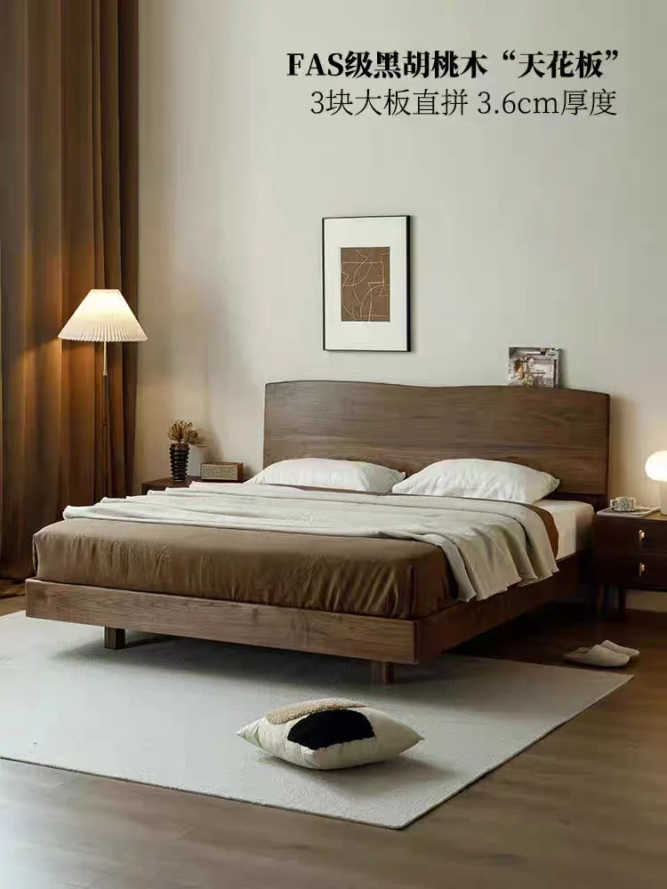 忆美森北美黑胡桃木床全实木床悬浮床储物气压床双人床主卧婚床