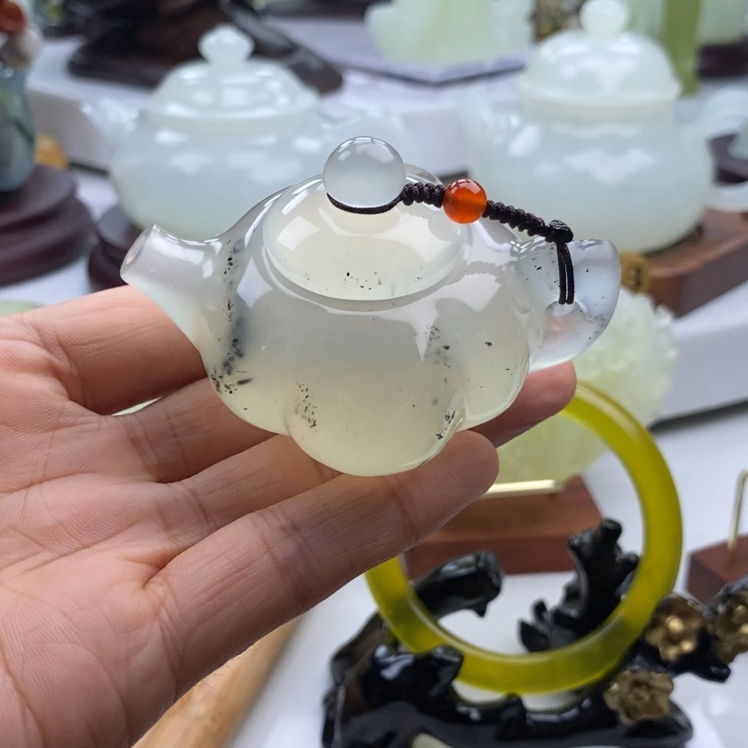 岫玉未镶嵌四大名玉手把壶