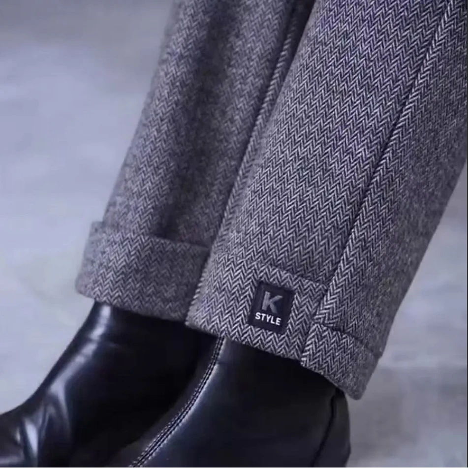 女士小个子冬季裤子加绒呢子阔腿筒裤中年妈妈装秋冬长裤外穿百搭