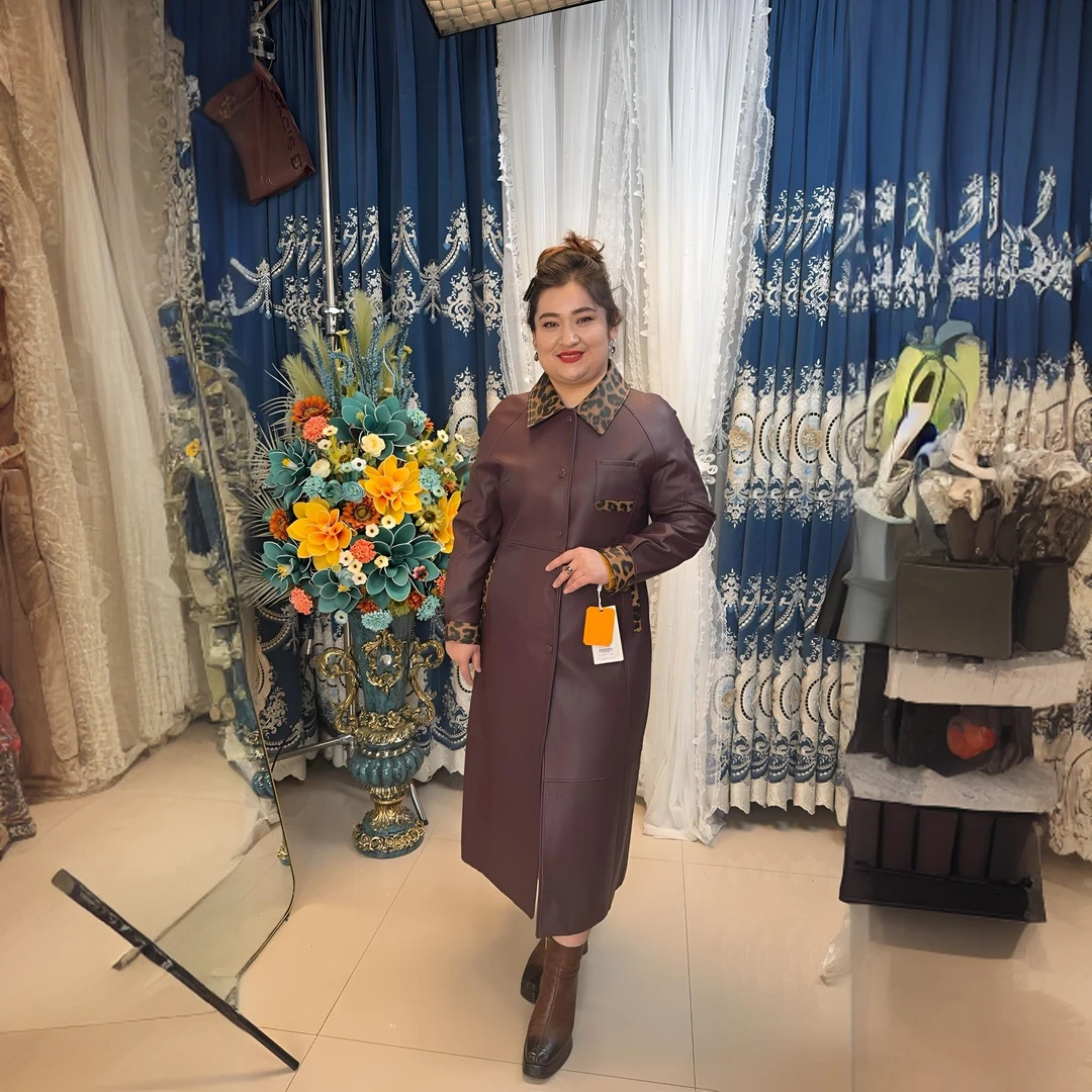 中长款薄款修身型风衣黑色秋季过膝外套女士韩版皮衣显瘦-248125