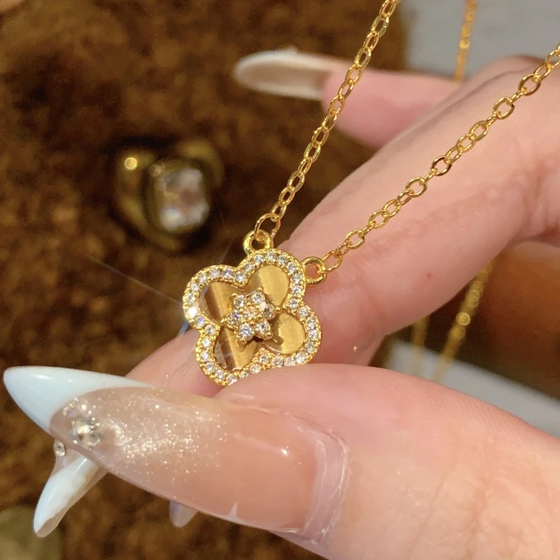 铜合金项链 新中式国潮风丨缤纷五花 遇见幸运 四叶花项链 R015