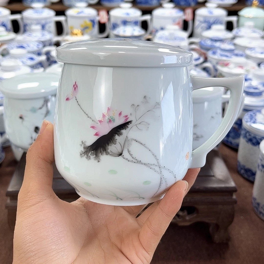 桃***言摆件陶景德镇陶瓷马克杯