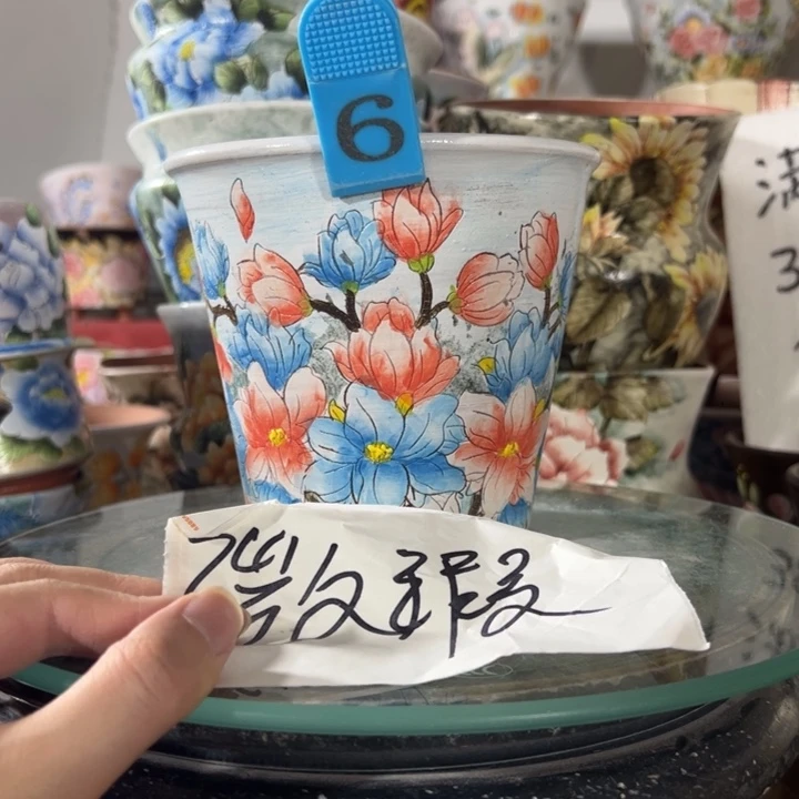 景德镇手绘花盆满38包邮偏远地区除外