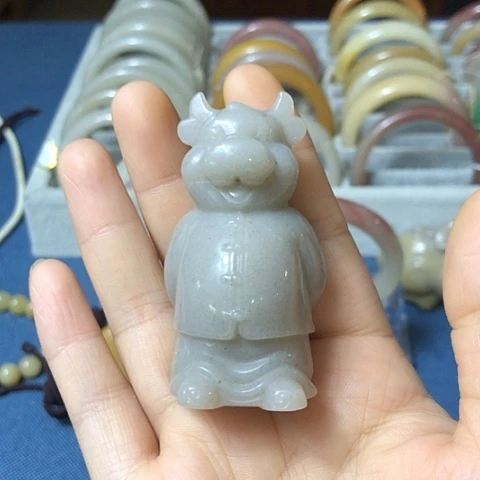 9K金镶嵌手把件石英质玉