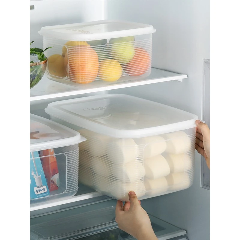 厨房密封盒长方形塑料冷冻收纳储物盒冰箱带盖大容量保鲜盒收纳盒