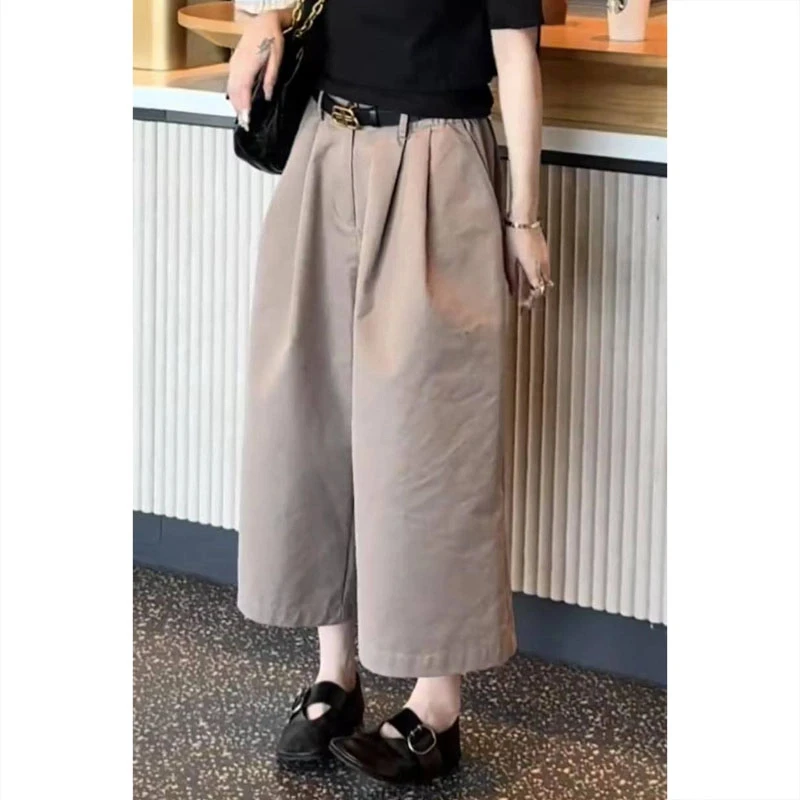 2025夏季新款直筒裤大码九分裤哈伦裤女高腰显瘦其色宽松休闲裤女