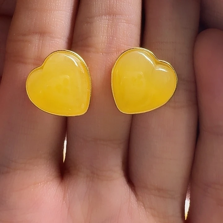 蜜蜡银S925镶嵌耳饰耳钉