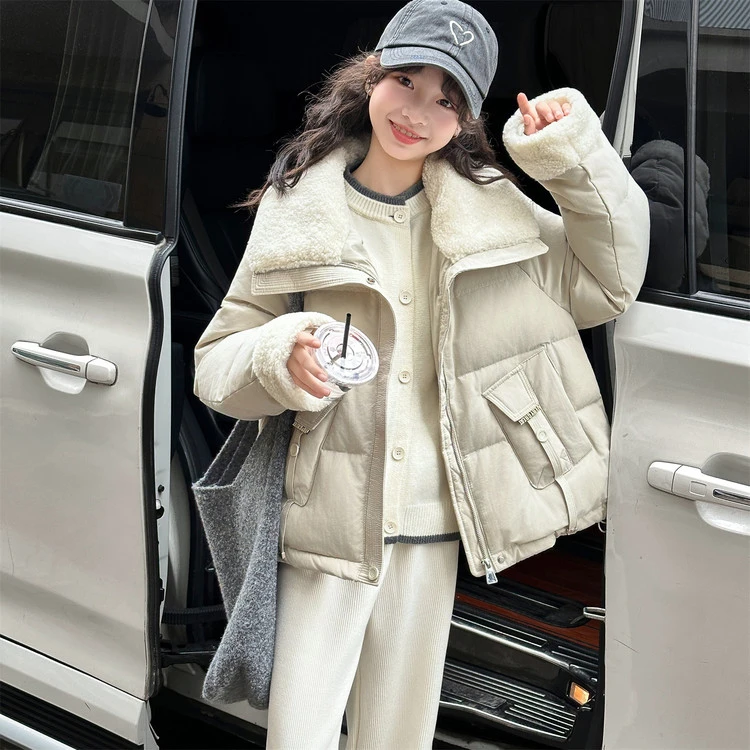 小女孩新款冬装女童棉服大童12-15岁儿童女装棉衣毛毛大翻领外套