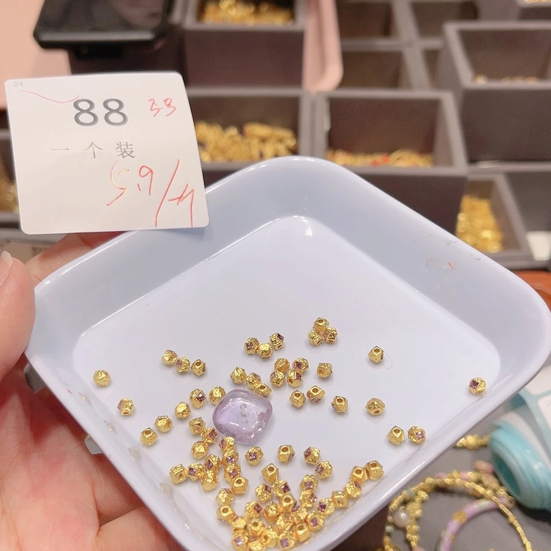 水晶珠宝半成品银S925镀金镶嵌88