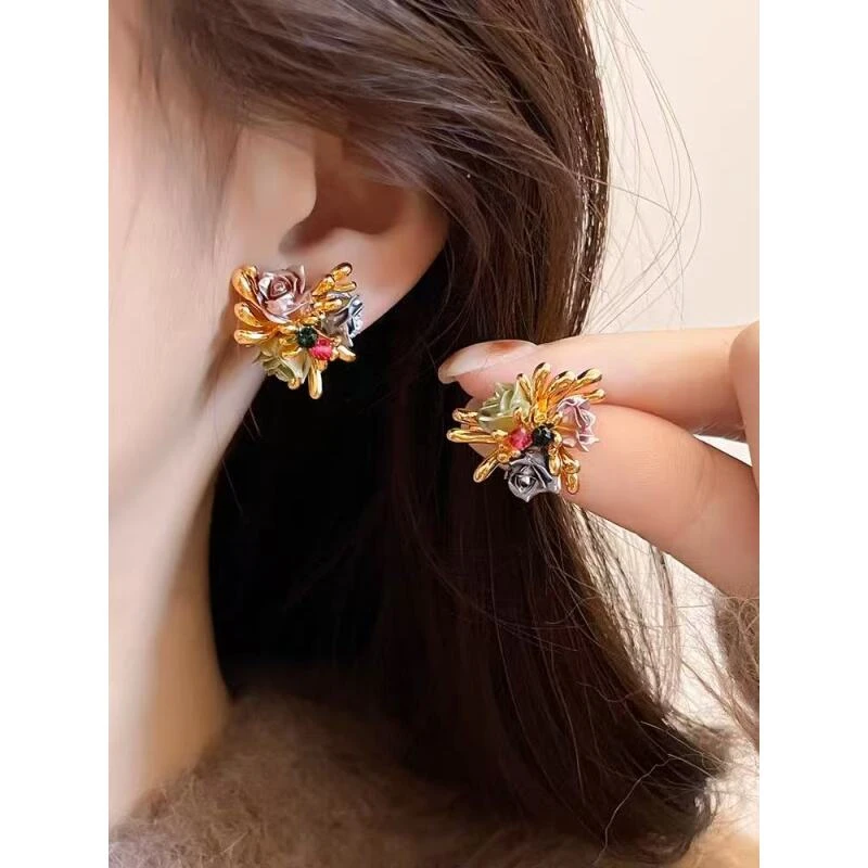 vintage中古 【繁花】 铜  女士 耳环 ZG0456