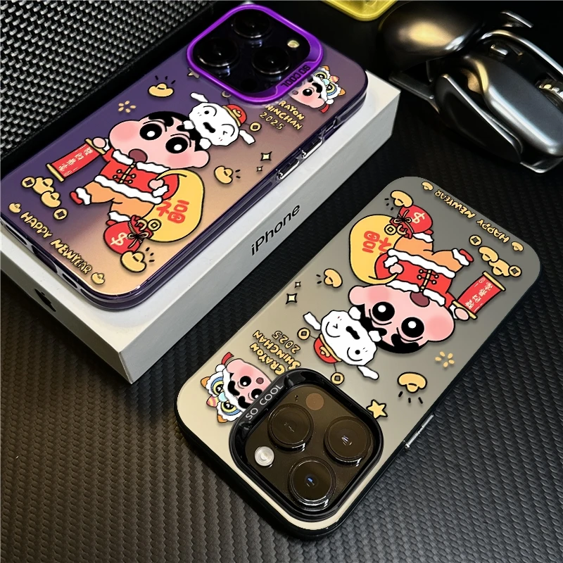 發財暴富小新适用苹果16promax手机壳iPhone15新年14保护套17卡通