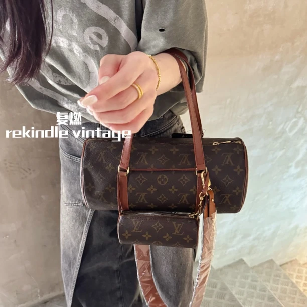 95新 LouisVuitton/路易威登 复燃精选/红皮巴比龙30子母一套