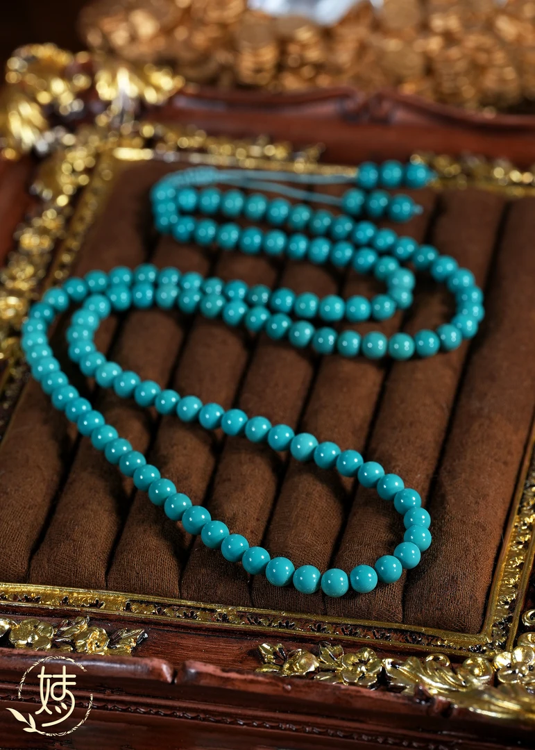 【婧婧精选】 典藏 · 原矿玉化绿松圆珠108项链   顶瓷顶色6+
