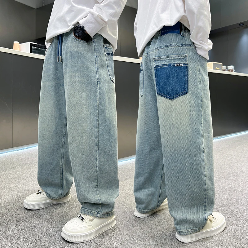 儿童装男童春装裤子2025新款男孩春秋款长裤春季牛仔裤休闲中大童