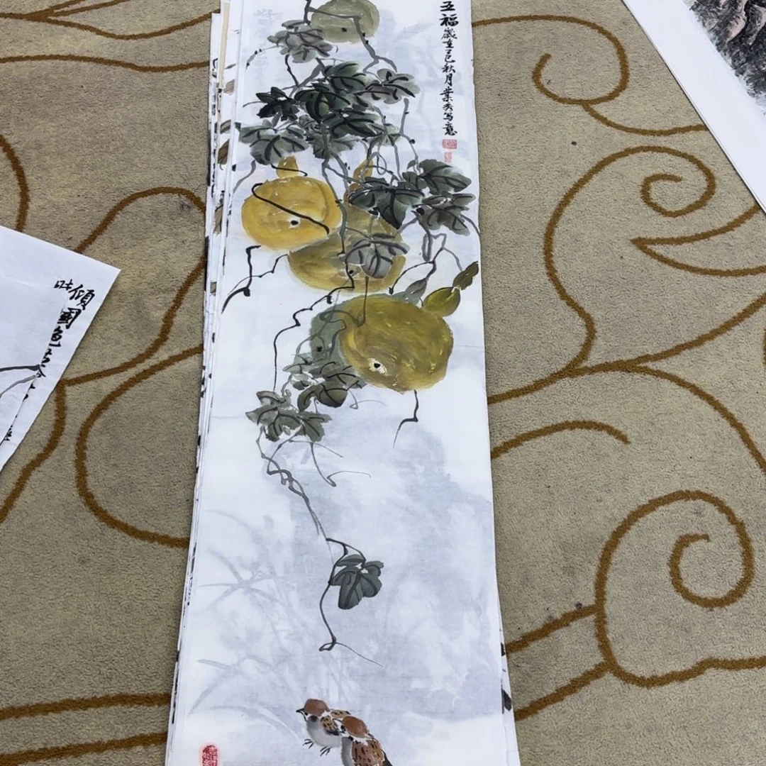 国画张叶秀四尺对开艺