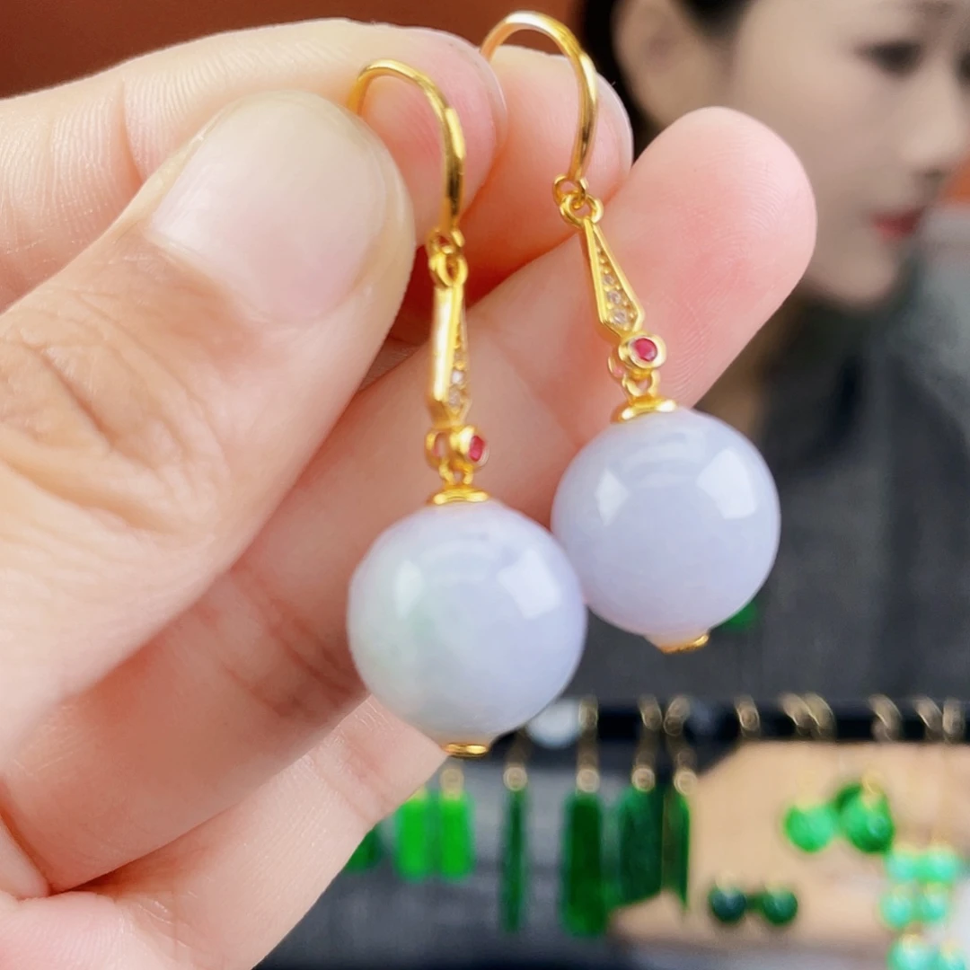 翡翠银S925镶嵌耳饰