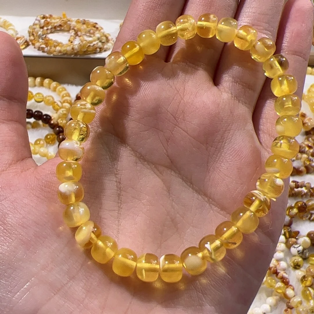 琥珀未镶嵌手链金白老型