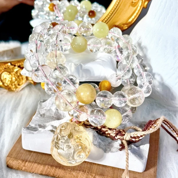 【水木懿㜫】黄水晶狐狐牌白阿塞黄阿塞毛衣链仙女妖孽风