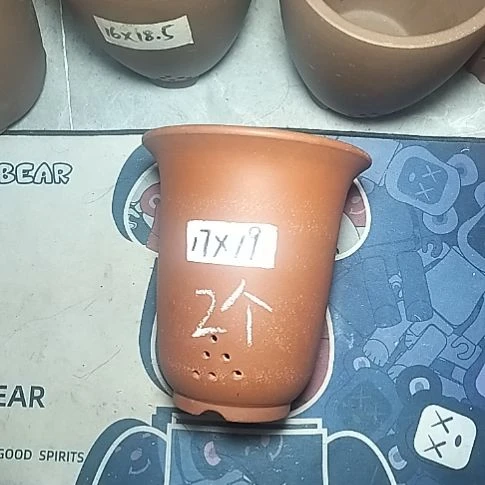 红泥小金钟两个紫砂花泥