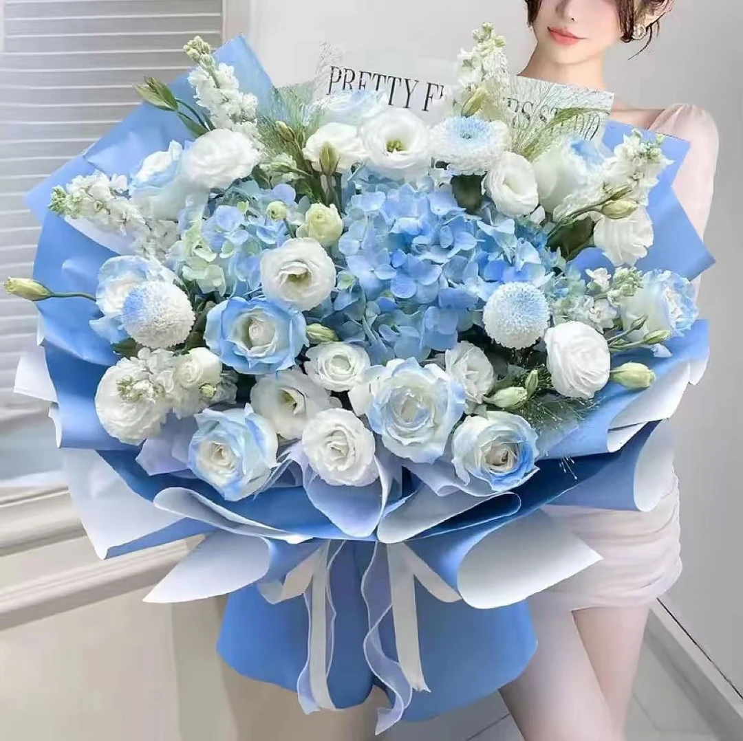 【星辰大海】碎冰蓝玫瑰绣球混搭花束生日鲜花同城速递全国配送