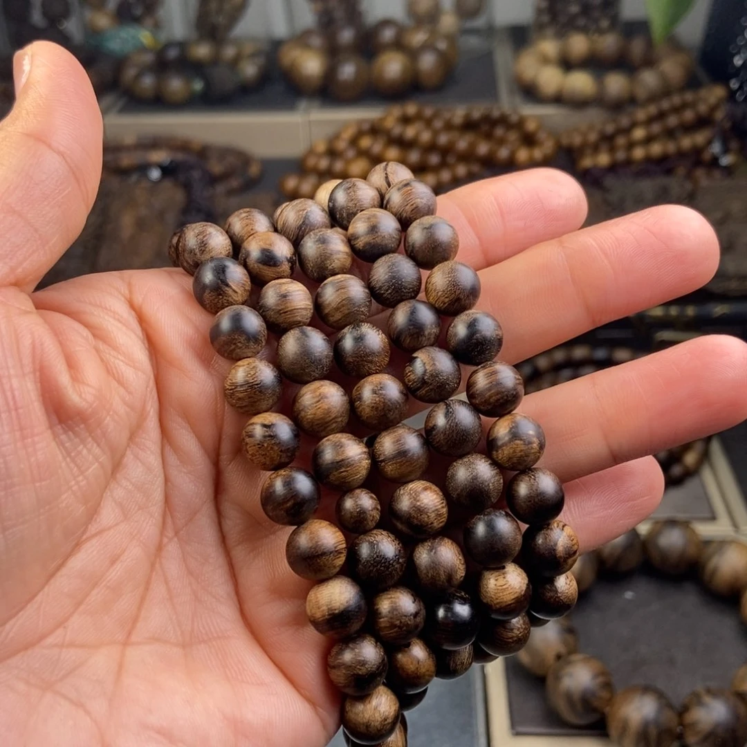 沉香手串7*9越南芽庄白虎斑留疤