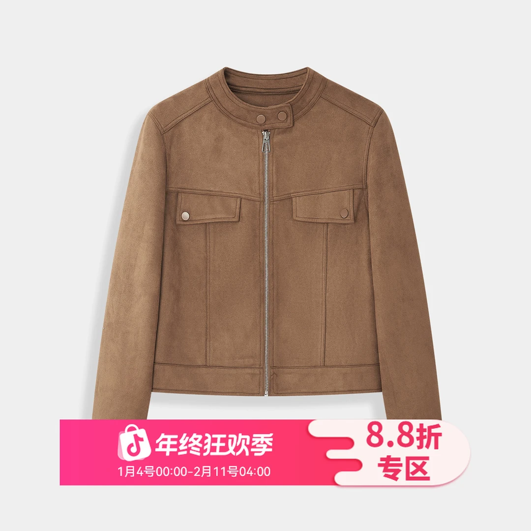 IEF/爱依服【微胖】大码女装2025秋季新款复风通勤百搭磨砂皮外套