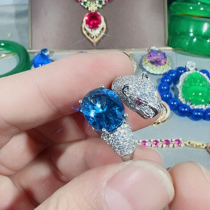 钨金红色蓝色满钻镶嵌