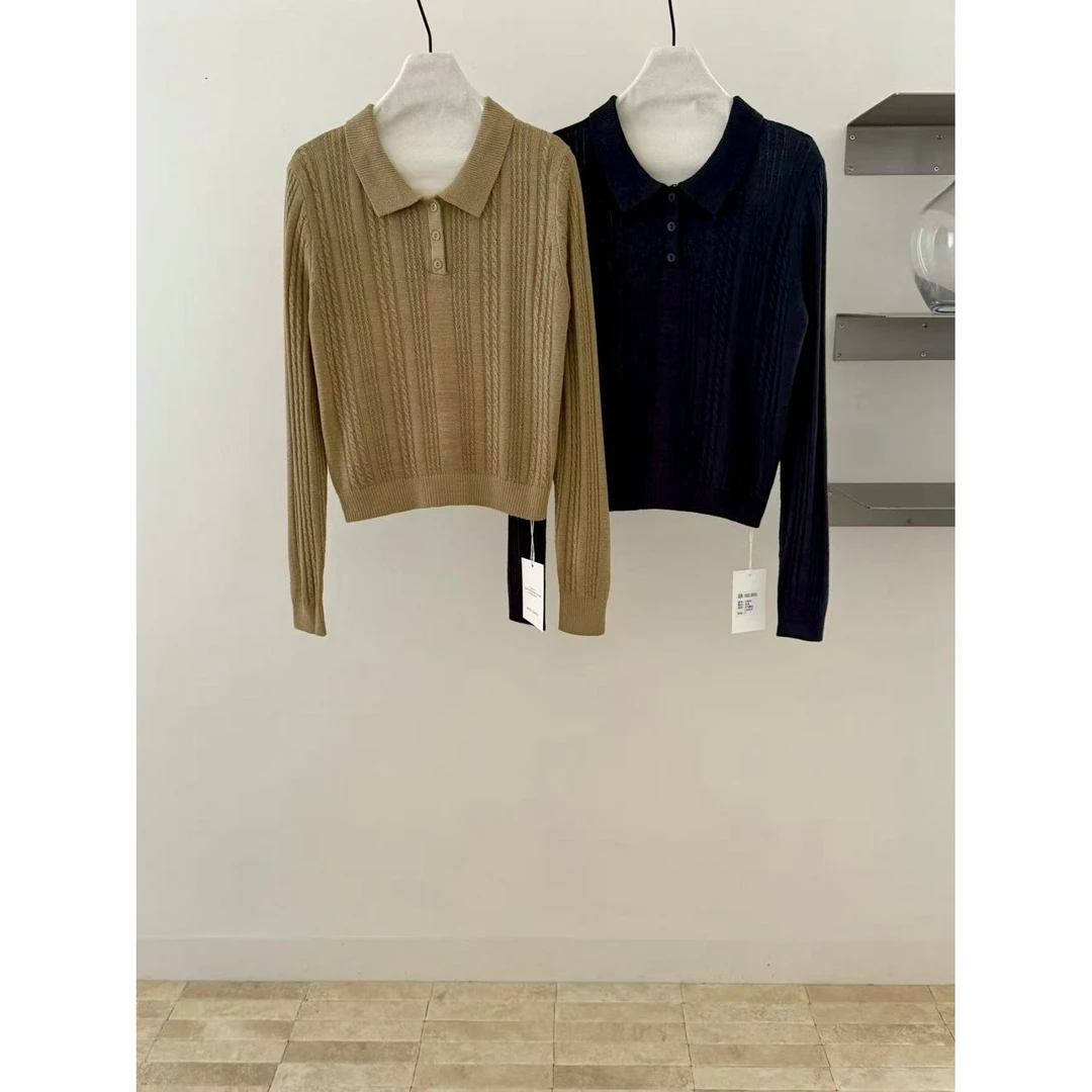 谁穿都好看！巨舒服！时尚宽松长袖针织衫女2025翻领显瘦设计感上衣