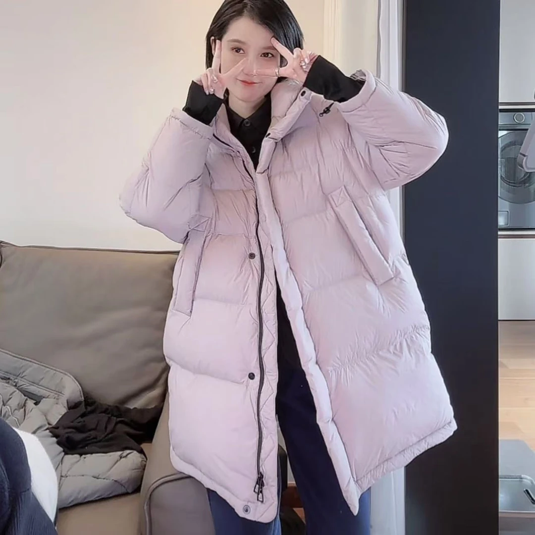 喜樂  2024立领中长款90白鸭绒羽绒服冬季新款时尚保暖简约女外套