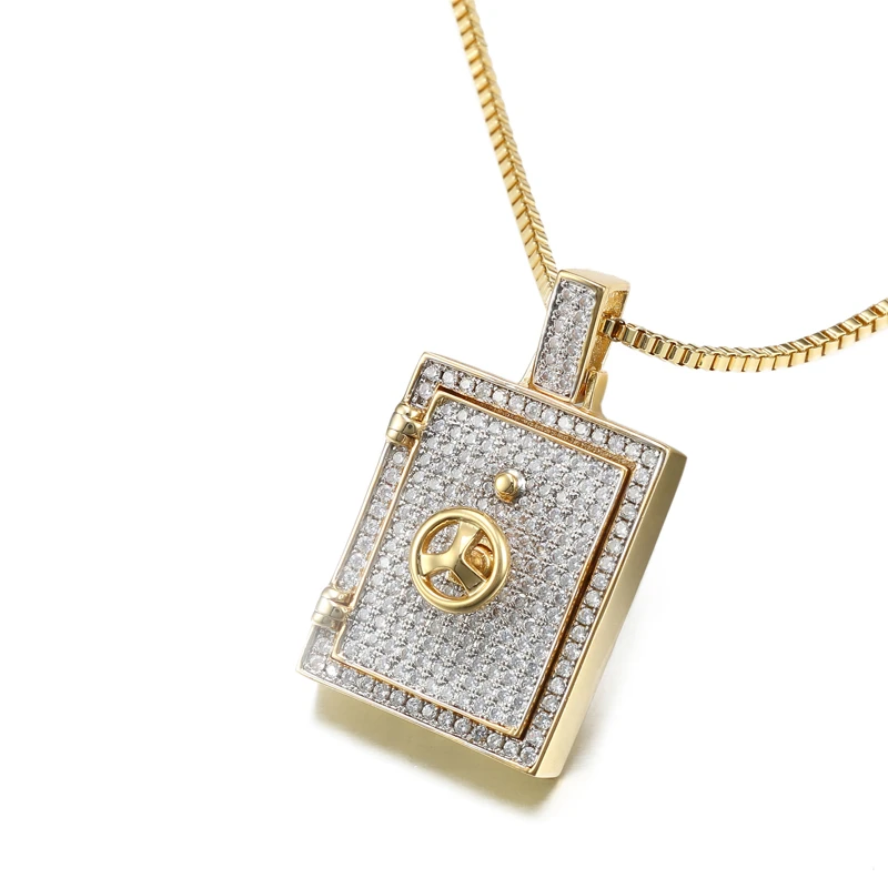 铜锆石吊坠 欧美嘻哈方向盘吊坠男款金色项链饰品满钻镶嵌饰品