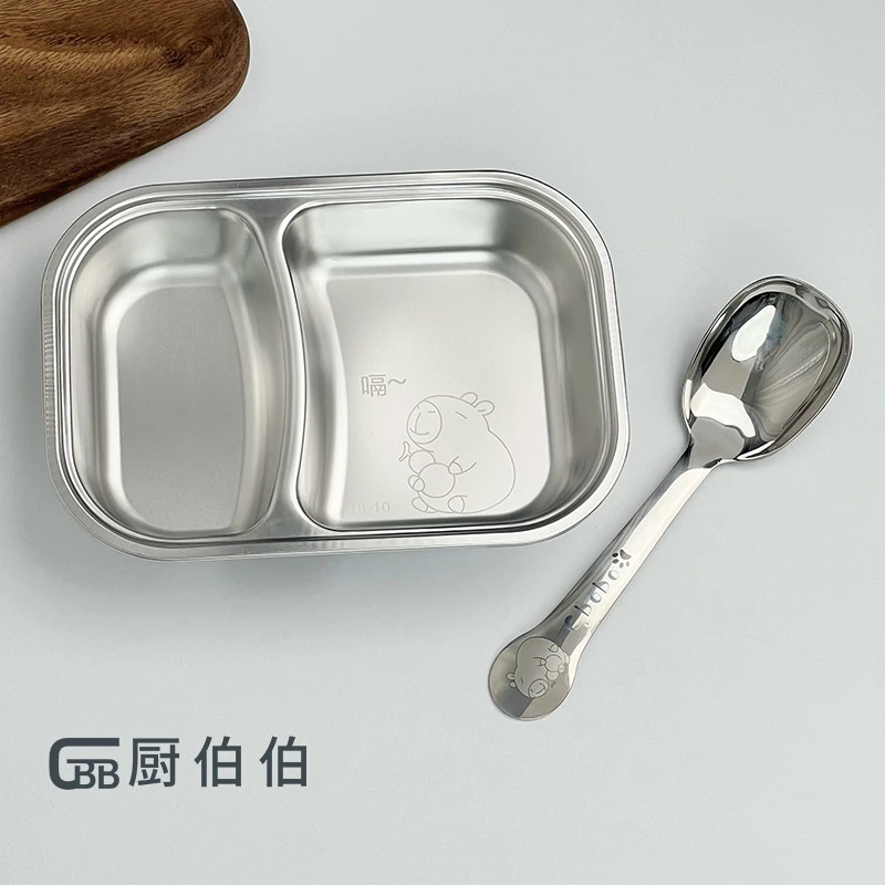 【今日送福禄大勺】卡皮福禄18-10不锈钢餐盘加厚加深上班干饭盘