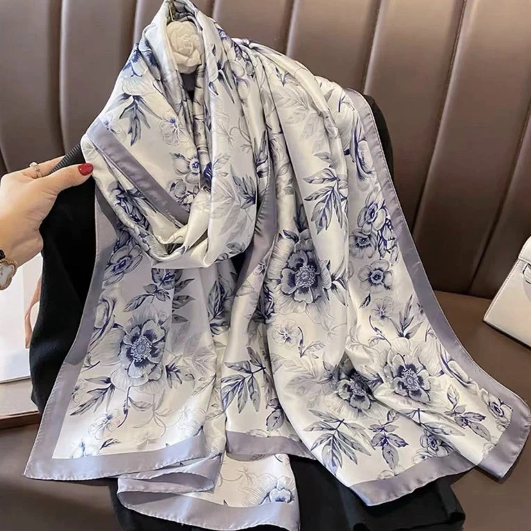丝巾128出水芙蓉180*80洋气妈妈尊贵大方时尚潮流印花