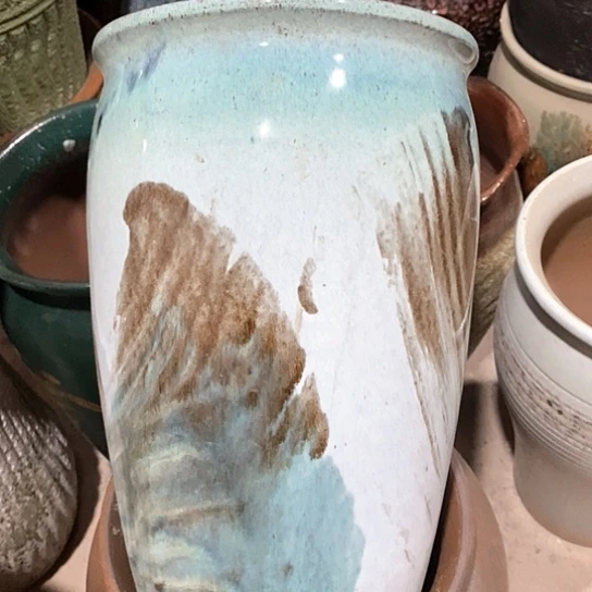 紫砂花盆口20高度31山水灰尘