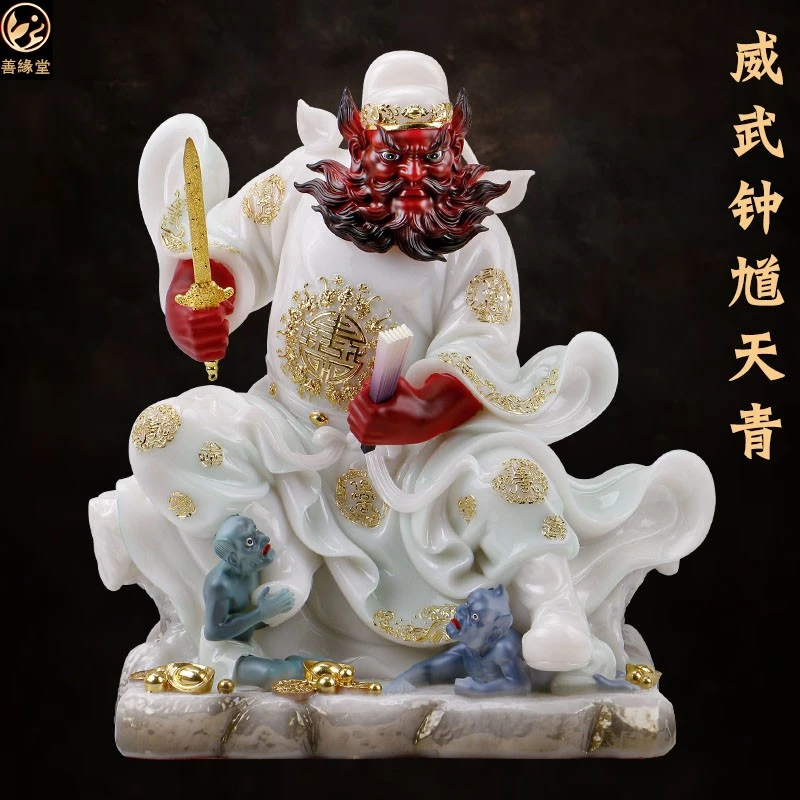 钟馗天师像红衣钟魁钟正南赐福圣君门神降妖伏魔手工彩绘招财摆件