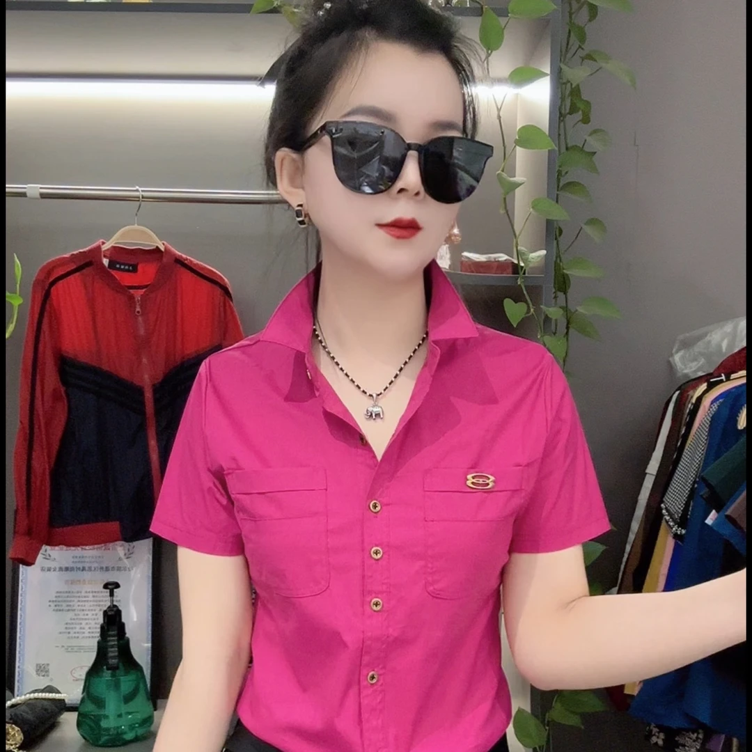 K5240高品质夏季新款修身显瘦有弹力时尚大方短袖翻领衬衫