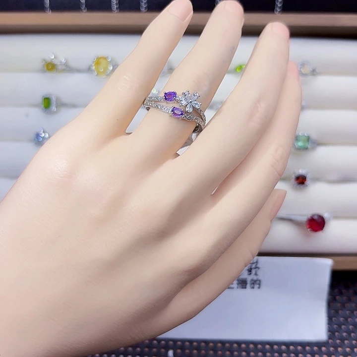 戒指银S925镶嵌紫晶