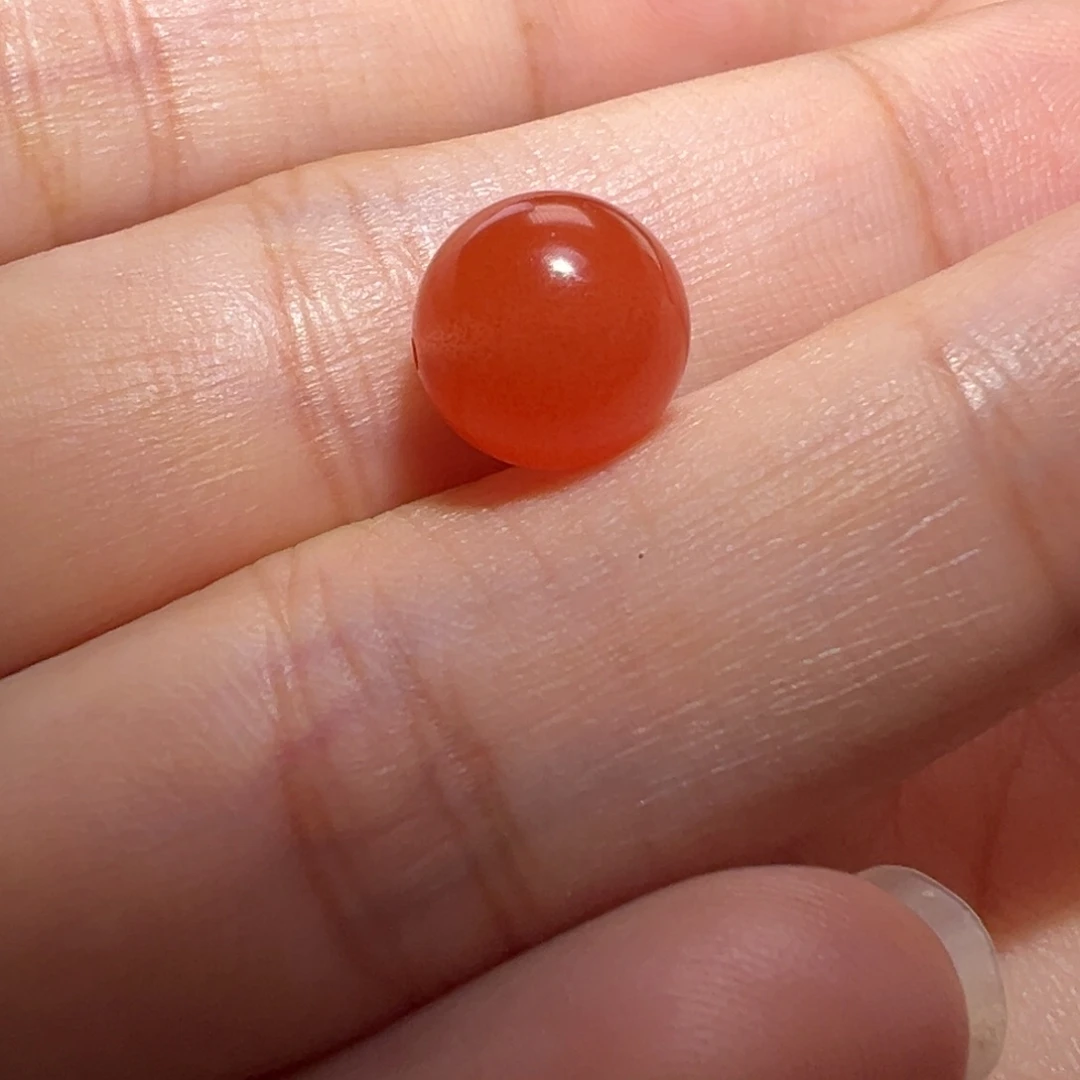 南红玛瑙珠宝奇石未镶嵌柿子红圆珠9.5