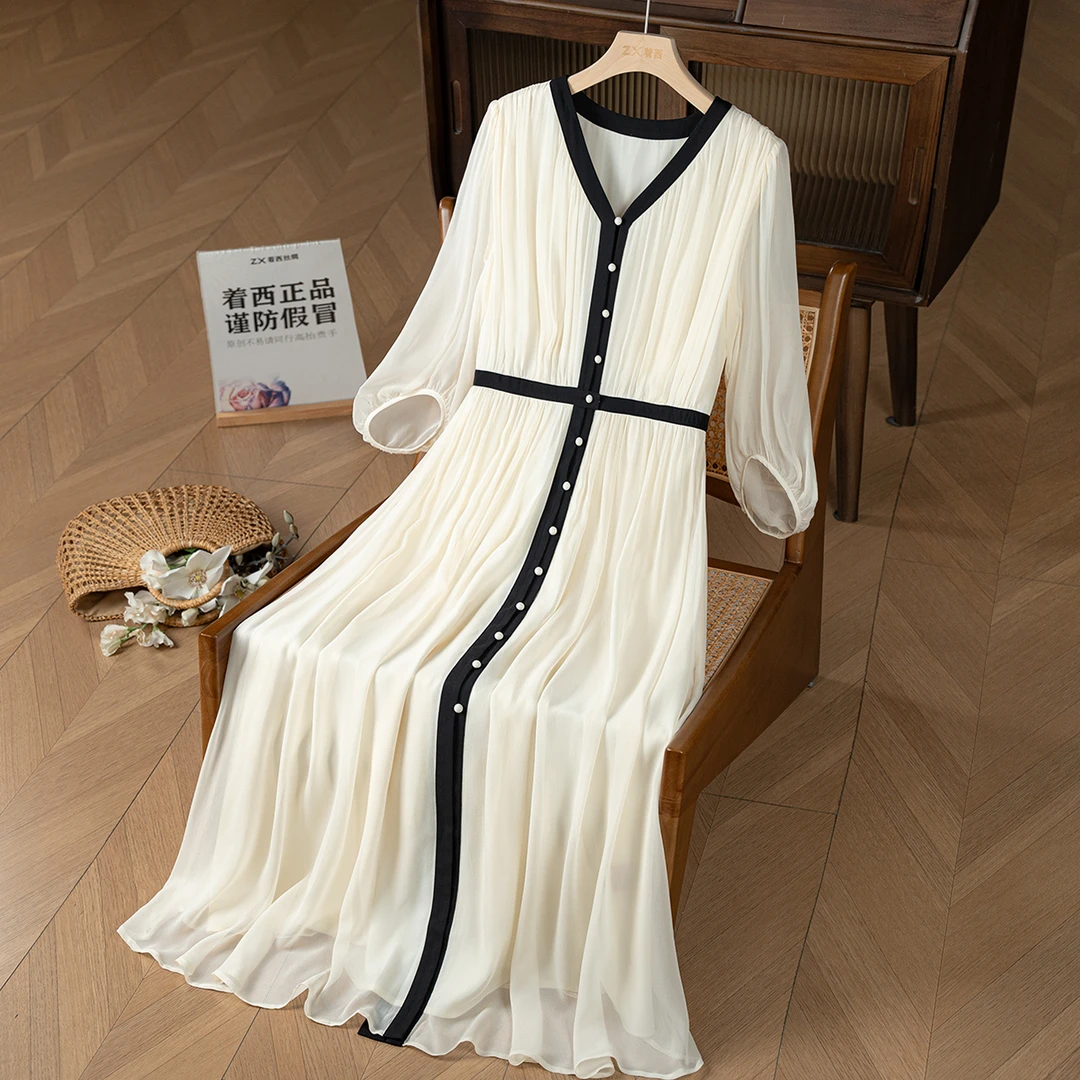 【艺朵】重磅高贵舒适简约时尚休闲七分短袖连衣裙 女款M090-F